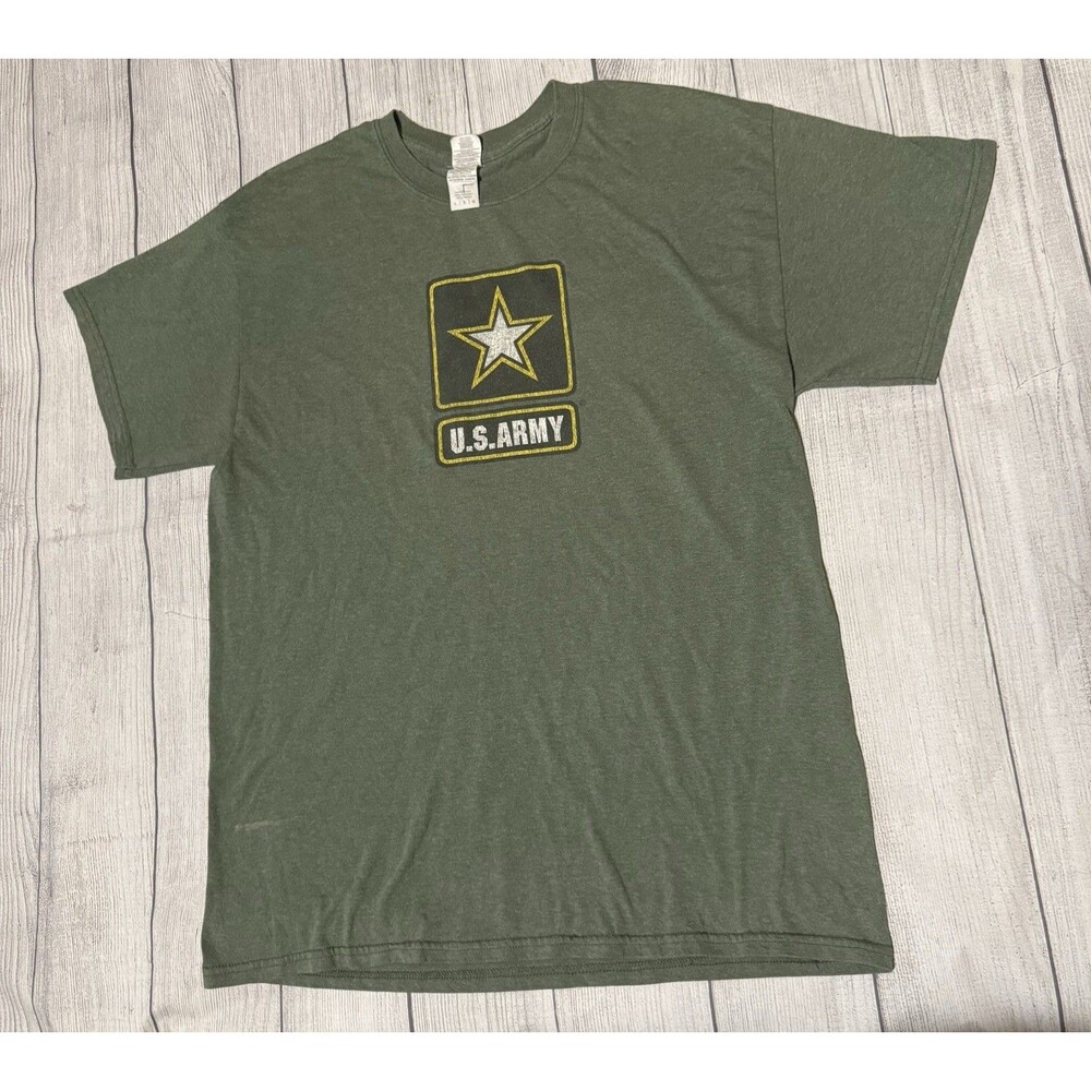 United States Army US Army Graphic T Shirt Camo Green Size Large Gildan Defect